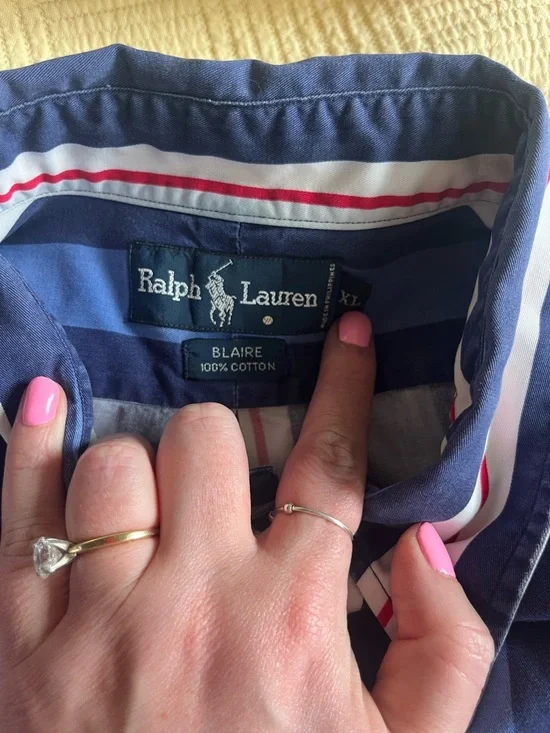 Men’s Ralph Lauren Button-Up Shirt – Classic Striped | 100% Cotton - Picture 3 of 7